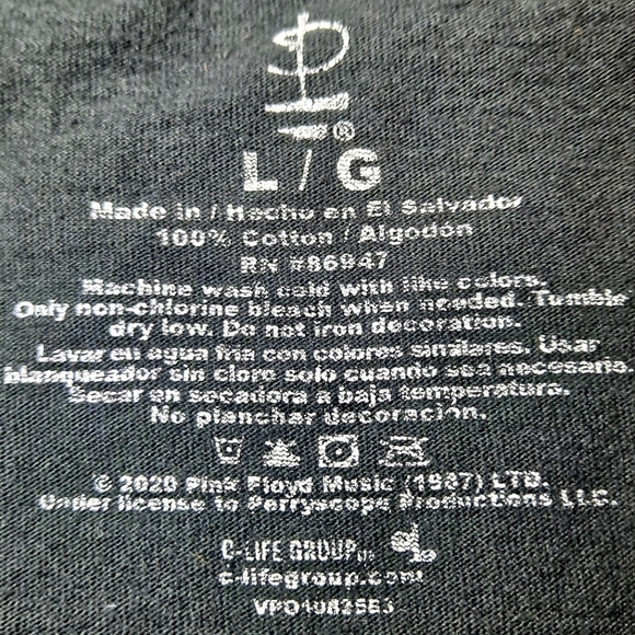 Pink Floyd Dark Side of the Moon T-shirt Adult Large Black Slightly Distressed - Picture 2 of 7